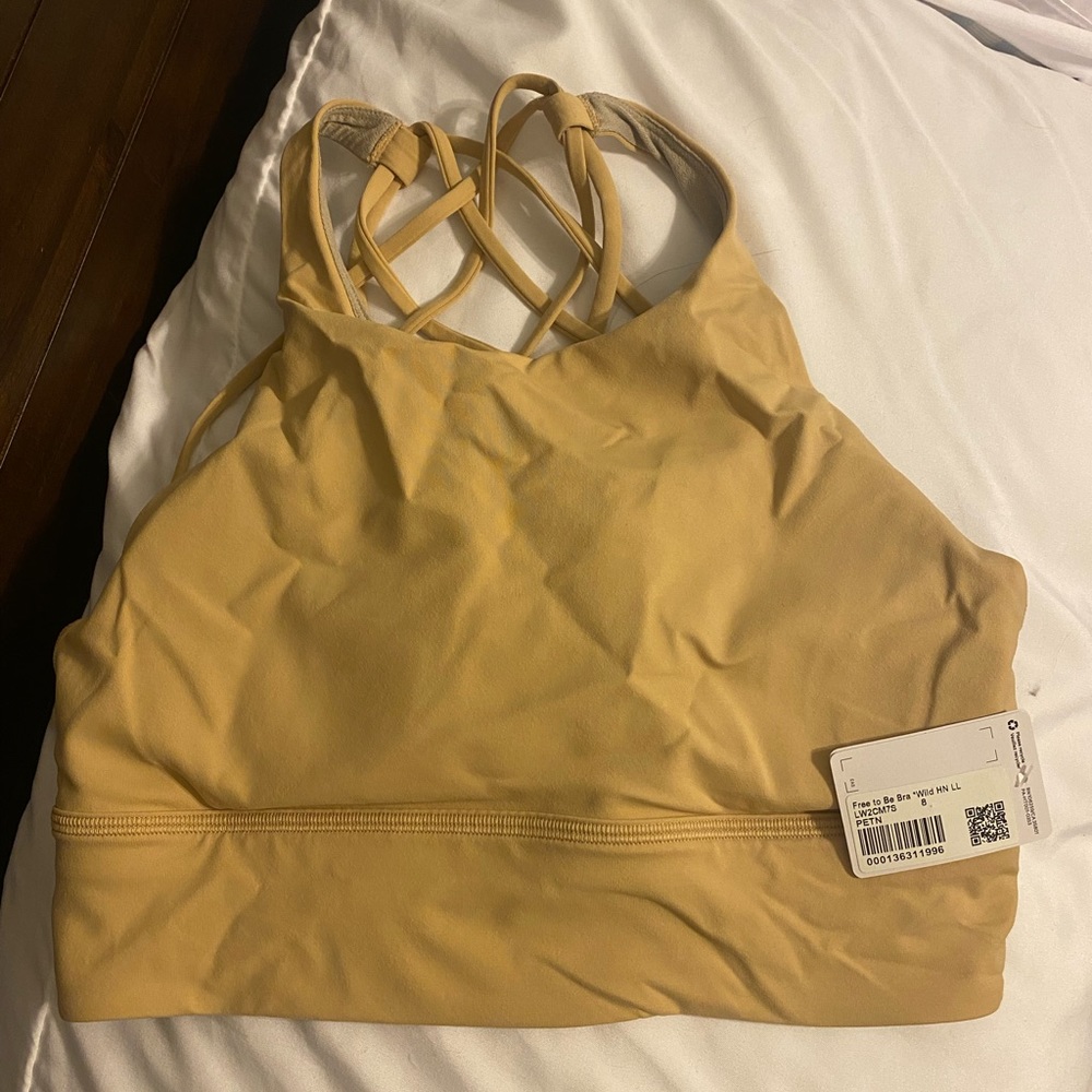 Lululemon Free to Be Bra Wild High Neck Long Line in PETN
